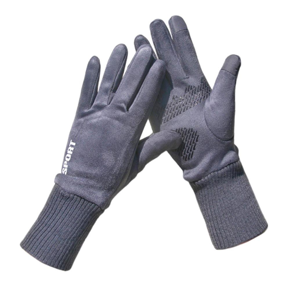 

Fleece Lining Winter Gloves Windproof TouchScreen Gloves Men Women Riding Gloves Sports сірий
