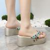 Fashion House Slippers Platform Rubber Flip Flops On A Wedge High-Heeled Shoes Lady Luxury Slides Hawaiian Designer Fashion Ethnic