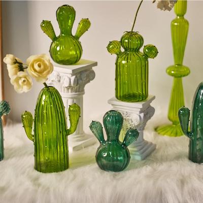 Cactus Glass Vase Hydroponic Plant Living Room Decoration Aromatherapy Bottle Flower Decor Vase Tabletop Small Vase Handicraft