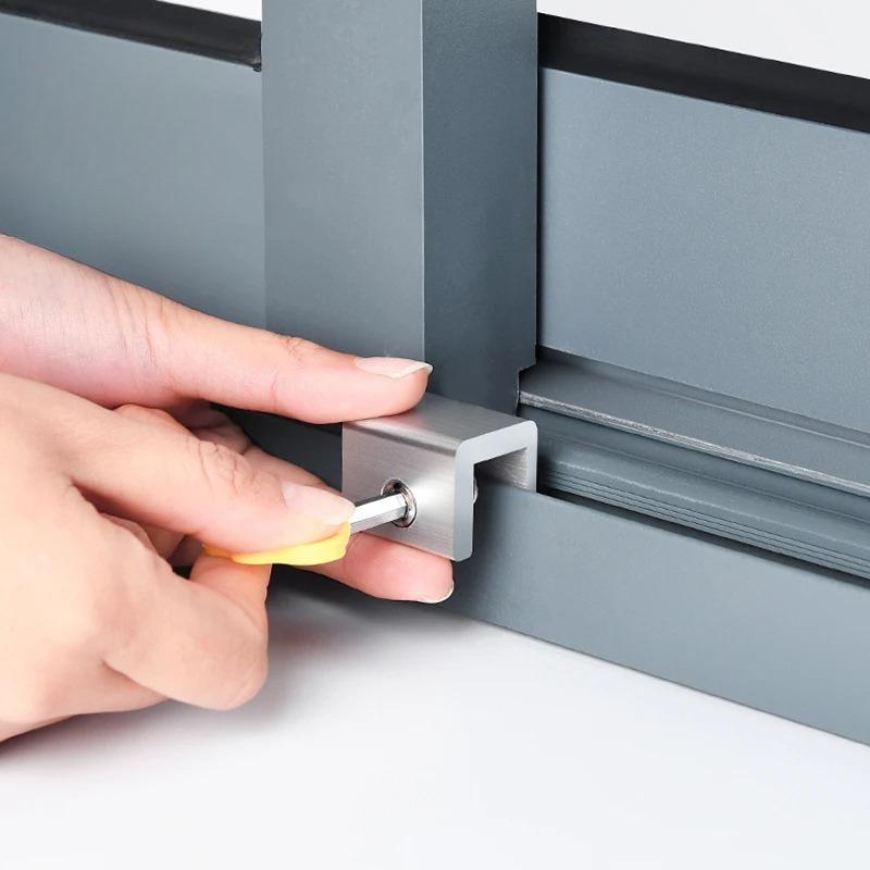 Adjustable Window Lock Stopper Safety Locks for and Pets Anti-theft Door Lock Non Punch Sliding Window Lock Hardware