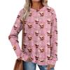 Women's Printed Lightweight Brushed-Cotton Round Neck Top