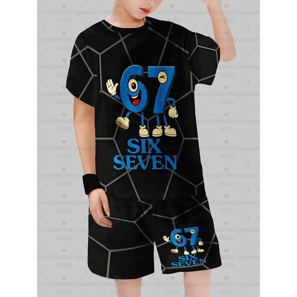 

Kids Set 67 Six Seven Printed Kids T-shirt and Shorts 2 Piece Set Summer Casual Outdoor Boys and Girls Outfit Kids Clothing 100