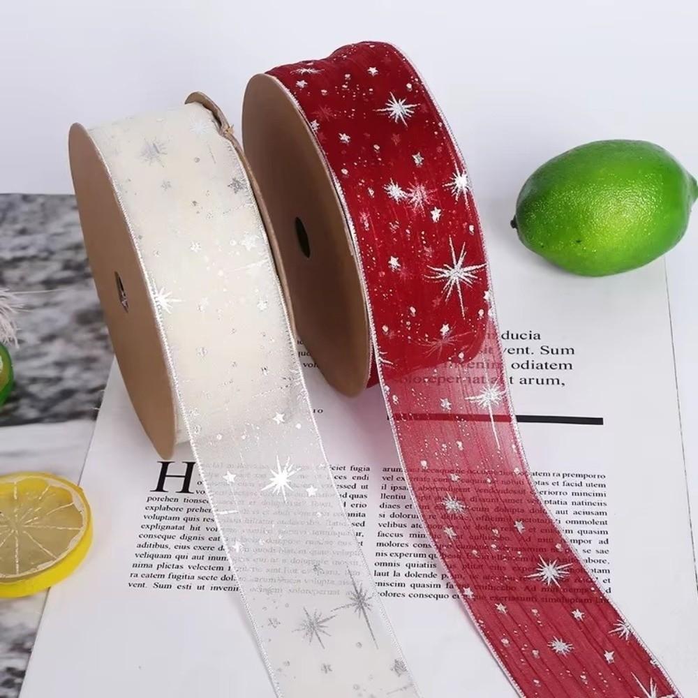 New Star Printed Starry Sky Ribbon 25mm Width DIY Gift Bouquet Wrap Ribbon Organza Festive Event Ribbon Cake Decoration