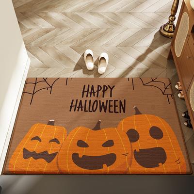 Cartoon-Eingangstür-Staubmatte, Cani-Samt, Halloween-Eingangsbereich, teppichbeständig und pflegeleicht, Teppichmatte