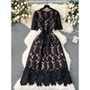 Early Spring Heavy Industry Water Soluble Lace Cut Out Dress Dress