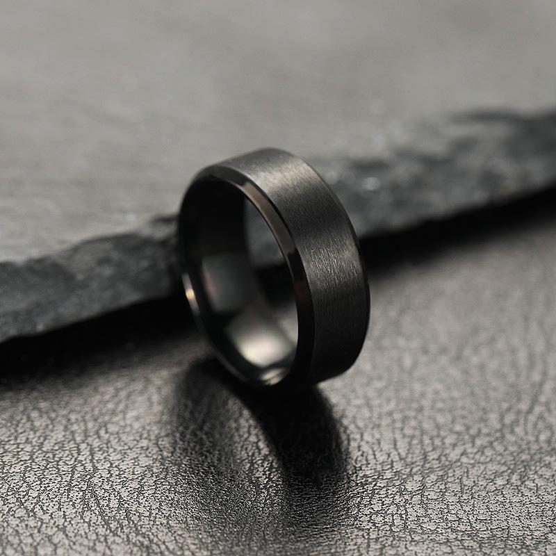 8MM Men's Stainless Steel Matte Ring - European & American Fashion