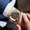 OLEVS Men's Chronograph Watch Black Stainless Steel Band 30M Water-Resistant Quartz Large Dial Calendar Luminous