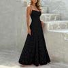 Women’s Casual Lace Patchwork Maxi Dress Sleeveless Spaghetti Strap Long Dress Elegant Evening Party Gown for Summer