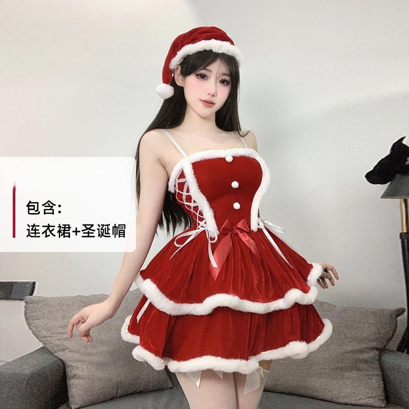 

Сексуальное женское белье сексуальный рождественский костюм красное платье-топ-труба костюм зайчика для шоу-герл average size красный