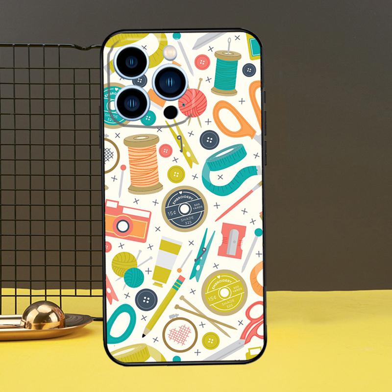 Sewing Scissors Phone Cover For iPhone 12 13 Mini 11 14 Pro Max X XS XR Max 7 8 Plus SE Soft Case Fundas