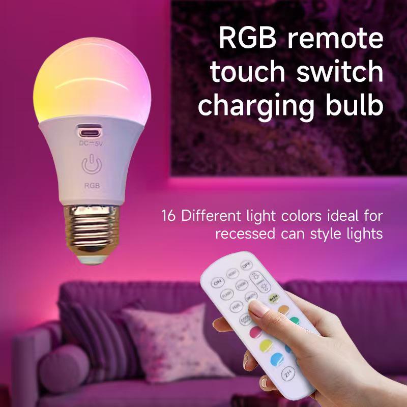 Rechargeable E27 RGB Touch Wall & Table Lamp with Remote Control