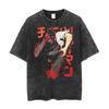 Kettensägenmann Denji Kettensägenform Bedrucktes T-Shirt für Herren und Damen Gewaschenes T-Shirt Hohe Qualität Vintage T-Shirt Harajuku Oberteile
