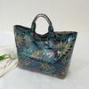 Women's PVC Tote Bag Floral Print Waterproof Fashion Shopping Bag