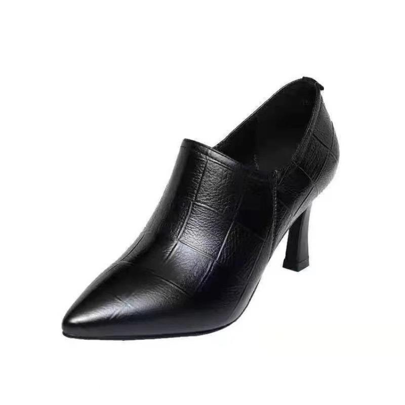 High Heels neuer Herbst spitze Zehenpartie dünner Absatz tiefer Ausschnitt Einzelne Schuhe Lederschuhe Frühling und Herbst vielseitig kleiner Absatz Damenschuhe