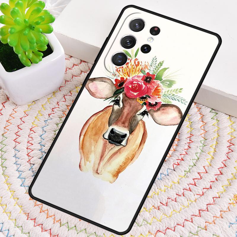 Animal cattle cow watercolor painting Phone Case for Samsung Galaxy note 10 pro S26 Ultra S23 S24 FE S25 S21 S22 PLUS Cove