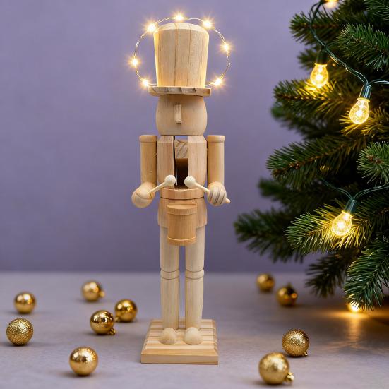 1/2/3Pcs 25/38CM Christmas Wooden Unfinished Nutcracker Figurine DIY Blank Unpainted Soldier Figure Holiday Party Ornament Decoration