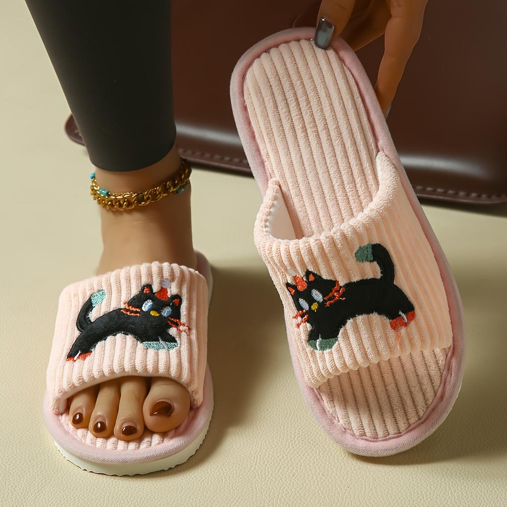 Modische Niedliche Kätzchen Slipper Rutschfest Bequem für Zuhause und Schlafzimmer Hausschuhe Verspieltes Katzen-Design Weiche Stoffhausschuhe Niedliche Hausschuhe