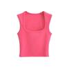 Women's Square Neck Sleeveless Crop Tank Top Slim Fit Solid Basic Camisole Shirt