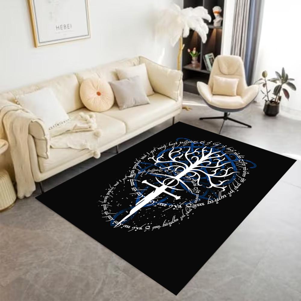Lord Rings Symbol Carpet Design for Hallway Balcony Entryway Playrooms Antislip Carpet Office Home Decor Wedding Party Gift