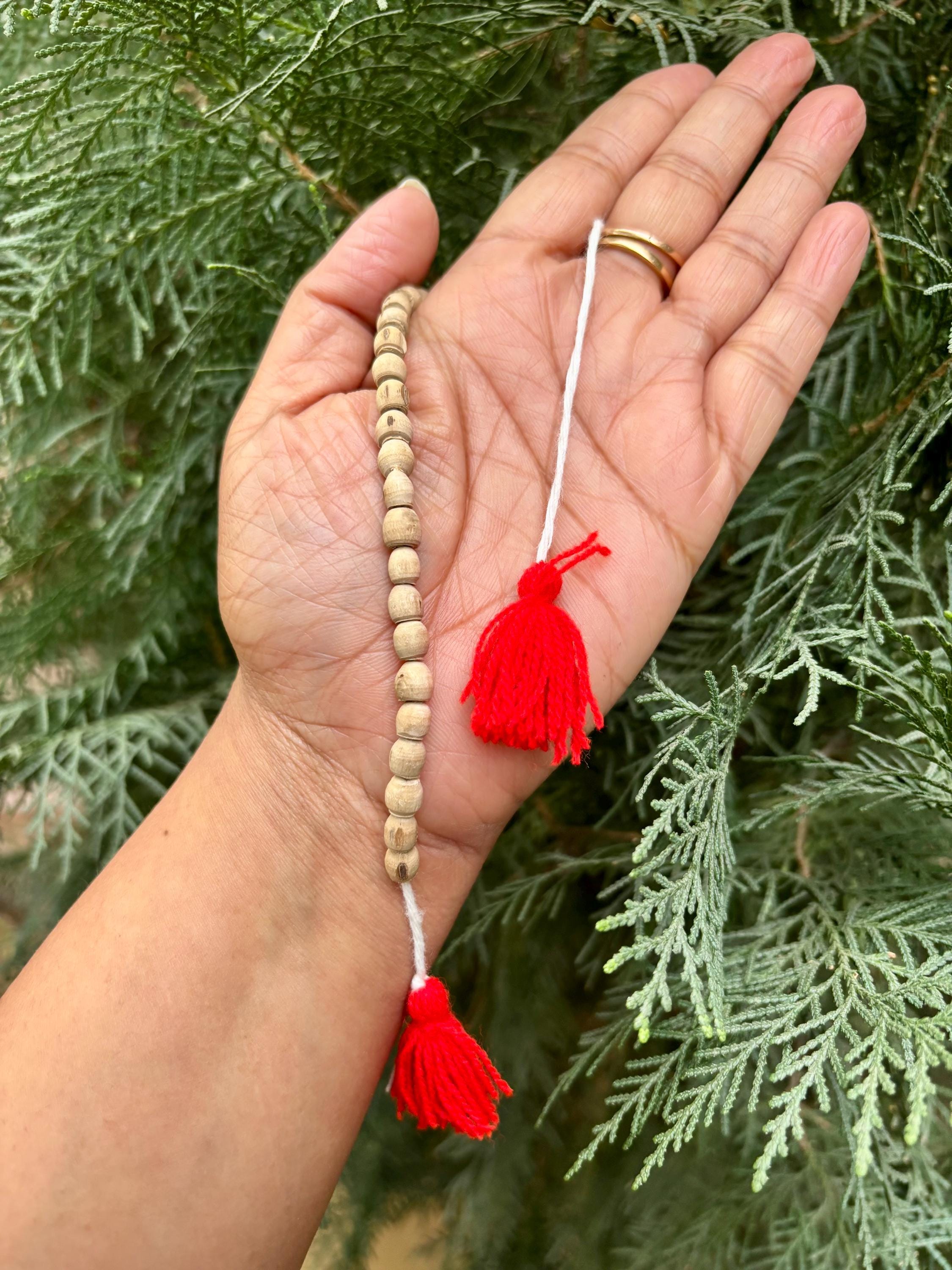 Natural Tulsi Tulasi Japa Jaap Counter Mala, Beads 6-7 mm, Lord Krishnas Jaap Mala Yoga Prayer One Size