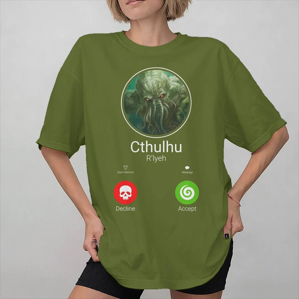 Unisex Women Graphic Printed Call Of Cthulhu Lovecraft T Shirt Tee Cotton Tshirts Clothing