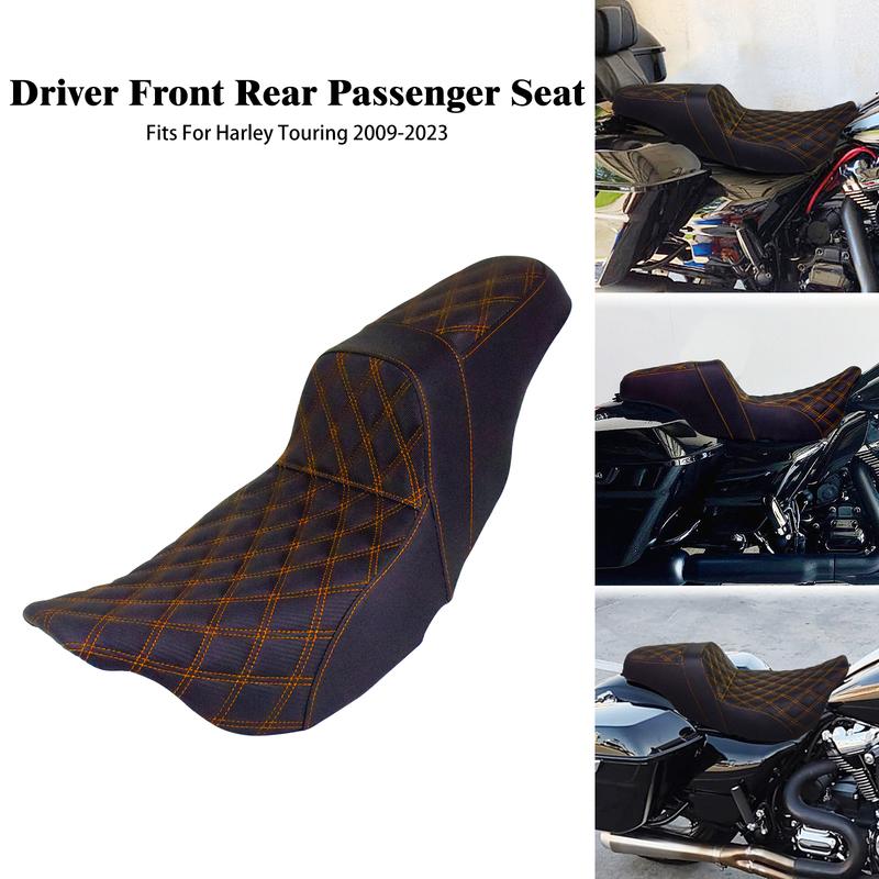 Two Up Driver Front Rear Cushion Seat Motorcycle Red/Blue/Orange Passenger Seat For Harley Touring Road Street Glide 2009-2023