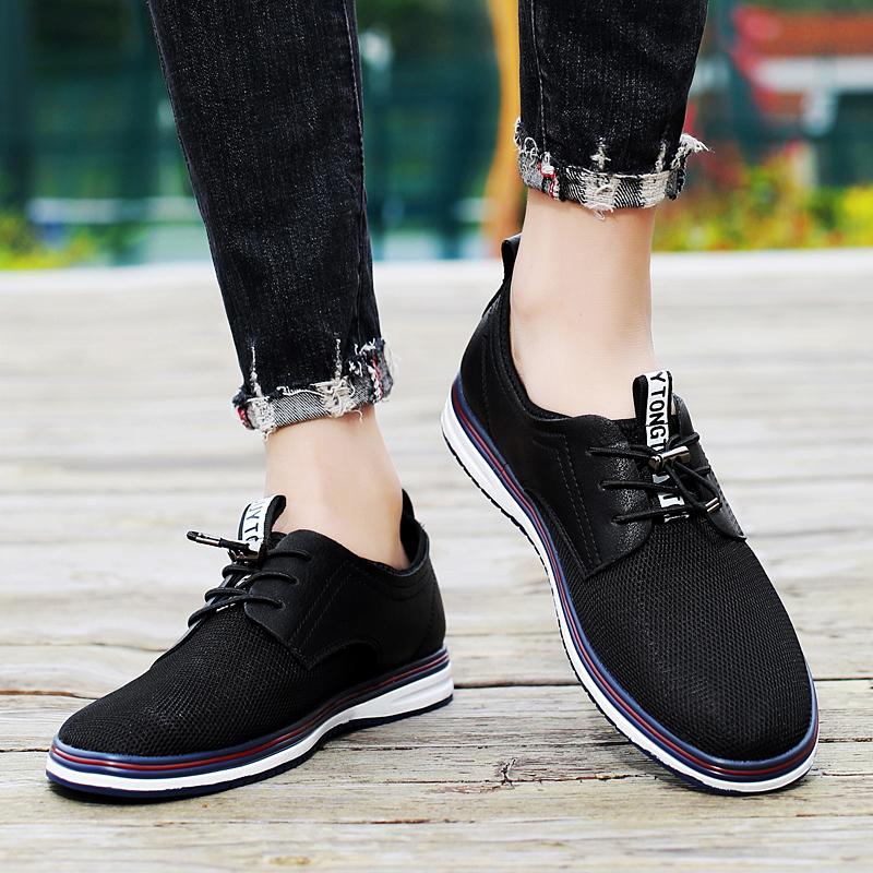 2024 New Summer Men's Mesh and Two-layer Cowhide Casual Shoes Men Slip-On Flat Sapatos Hollow Out Comfortable Man Casual Shoes