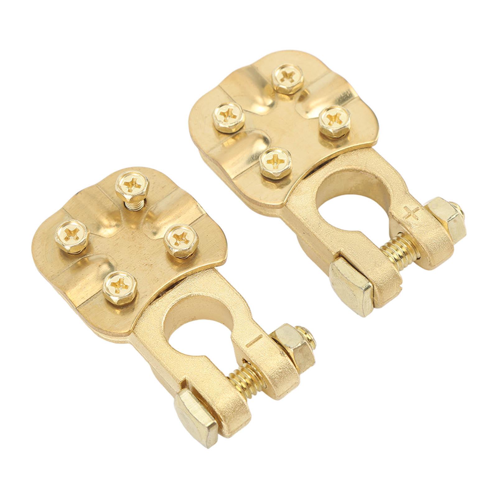 

2Pcs Brass Battery Terminal Connector Car Top Post Clamp Set Positive Negative 1 to 3 Way 240 AWG