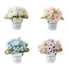 Artificial Flowers with Vase Faux Rose Plants Bucket Arrangement Decorations Home Decor Planter Container for