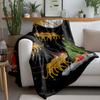 Cheetah Sleigh Christmas Fleece Blanket, Santa with 6 Leopards Under Moonlight, Fantasy Holiday Throw for Unique Decor
