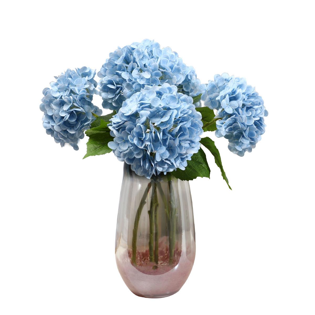 

Мягкий клей Гортензия Цветок Имитация цветка Домашний декор Гостиная Искусственный цветок Ручной букет medium branch 49cm светло-синий