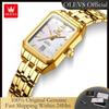 OLEVS 5616 New Quartz Watch for Women Fashion Elegant Square Golden Watch Calendar Waterproof Stainless Steel Ladies Wristwatch