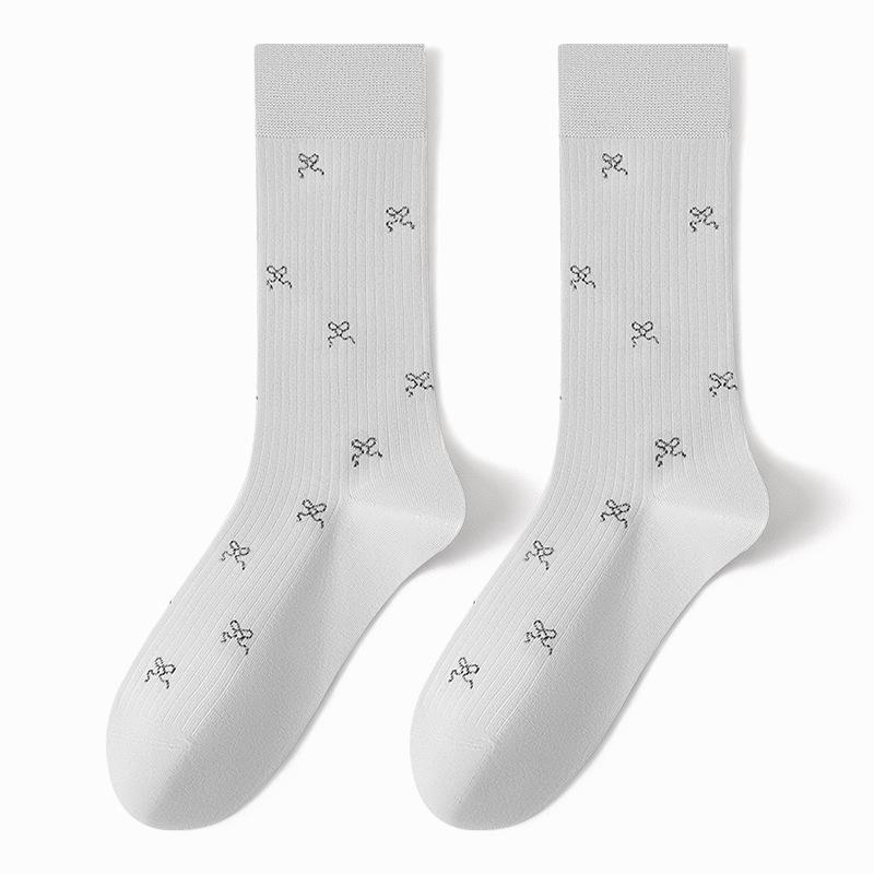 

Женские весенне-осенние модные носки с бантом, антибактериальные, дезодорирующие, в студенческом стиле, цилиндрические, махровые, из хлопка 1 pair светло-серый
