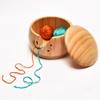 EdisonBrain Yarn Bowl with Lid, Made of Pine Wood, Dustproof, for Knitting, Crocheting, Yarn Storage, and Sewing (Natural)
