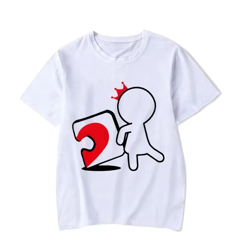 Cartoon Girl Boy Heart Puzzle Print Couple T-Shirt Short Sleeve Loose King Queen Tshirts Trend Lovers Shirt Unisex Tees