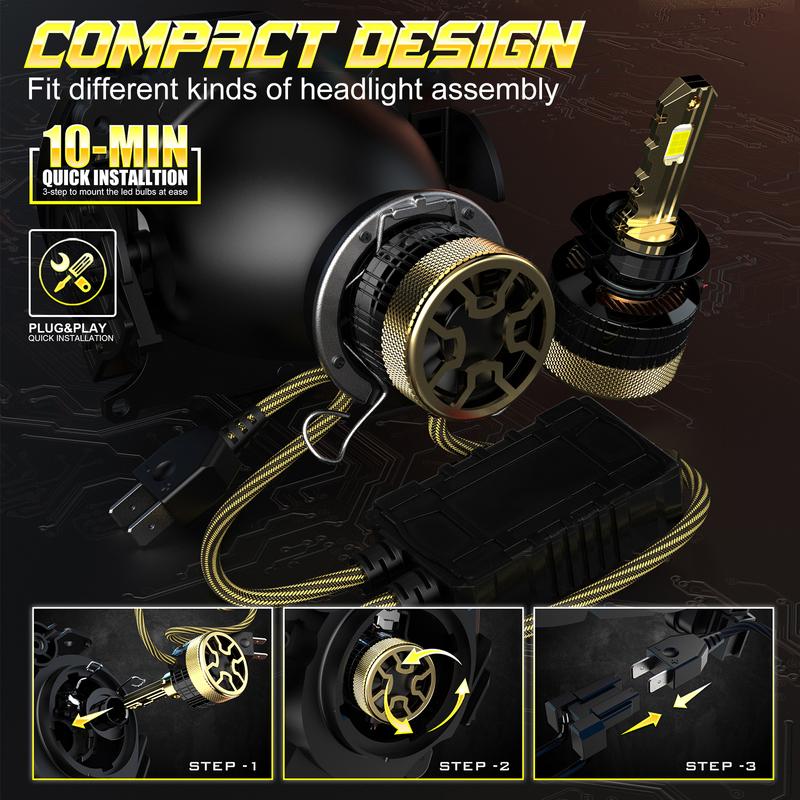 Bullvision H4 H7 Car LED Headlight H1 H8 H11 HB3 HB4 9005 9006 9012 LED Lights 6000K CANBUS Kit H7 for Turbo Lamp Automobiles