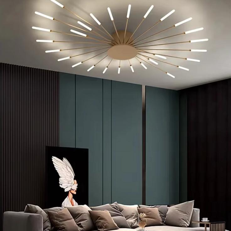 Modern Firework Led Ceiling Lights Home Decor Living Room Bedroom Ceiling Lamps Lustre Lighting Black Gold Mounted Lamp Fixtures