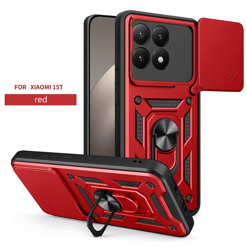 For Xiaomi 15T 5G Case Armor Slide Camera Lens Protection Phone Cover For Mi 15T Mi15t 15 T Xiaomi15T Magnetic Ring Stand Funda