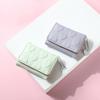 Women Cute Heart Embossed Slim Leather Wallet Small Trifold Wallet Cash Pocket Card Holder with ID Window