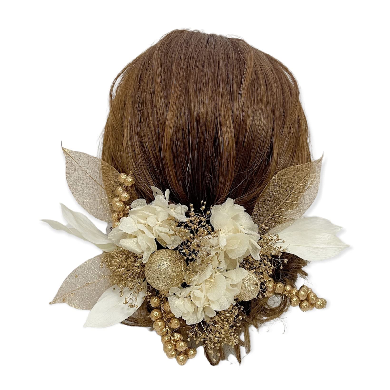 

Dried Flower Hair White and Perfect for and with Hakama and Furisode Tamakanzashi Head Dress Ornament, Gold, Coming-of-Age Ceremonies, Weddings, золотой