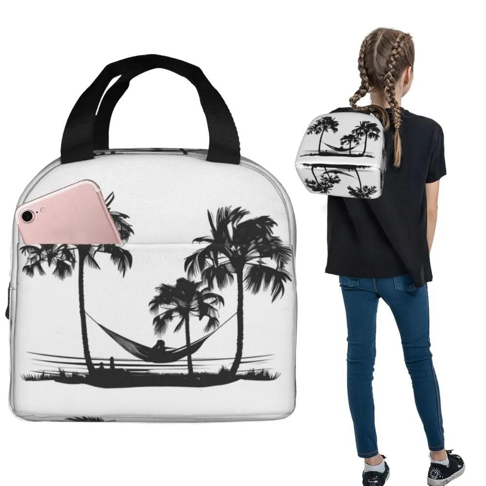 Beach Hammock Pattern Insulated Lunch Bag for Women Kids Portable Food Boxes Thermal Lunch Box Tote