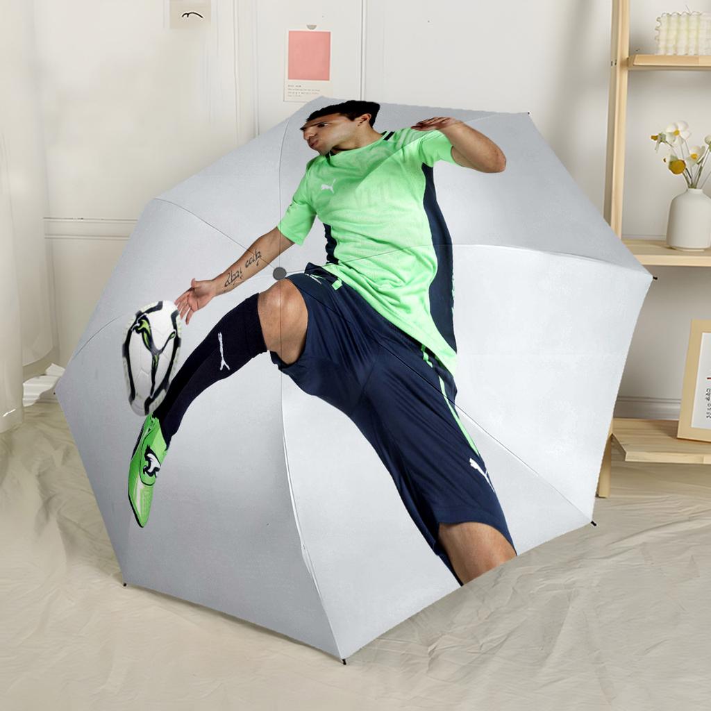 Manchester City Player Action Outdoor Automatic Umbrella Compact 8-Rib Design Compact Design Perfect for Outdoor Adventures Elegant Umbrella