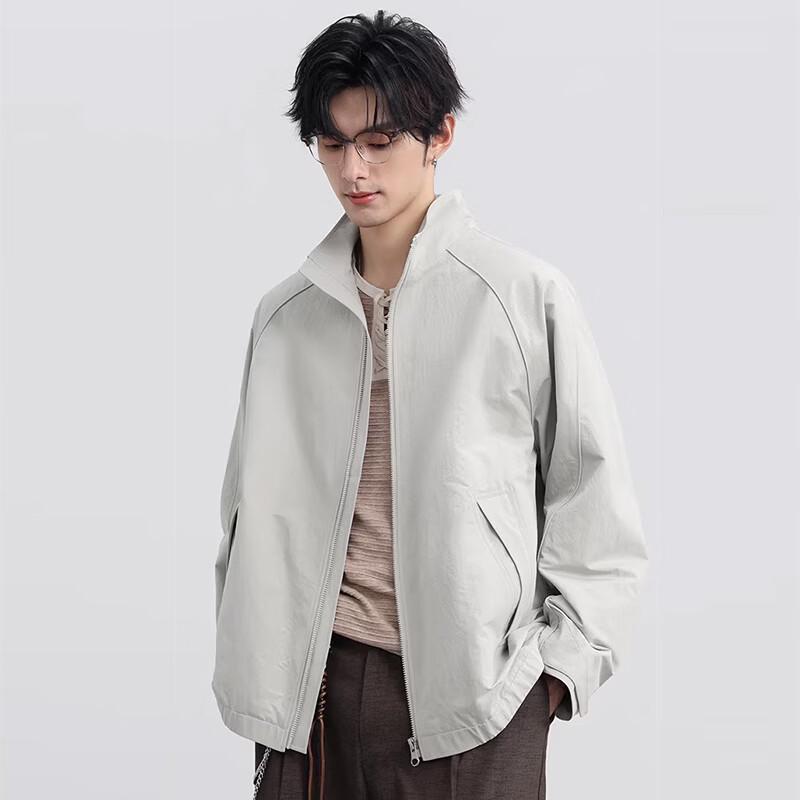 Fengxun Men's Casual Stand Collar Work Jacket