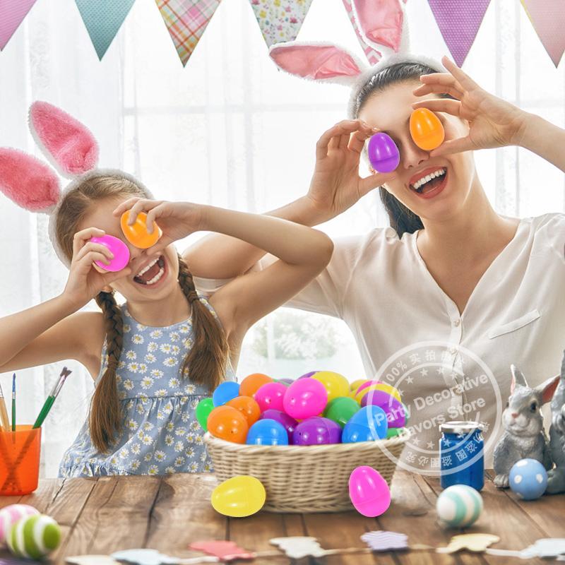 12Pcs Plastic Easter Eggs Fillable Kids Toy Candy Gift Packaging Box Happy Easter Party Home Decoration Birthday Party Supplies