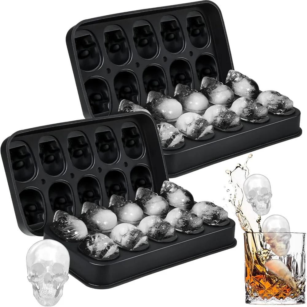 3D Skull Shape Tray Mold Creative Silica Gel Gun Bullet Skull Home Bar Party Cool Whiskey Wine Ice Cream Bar Tool