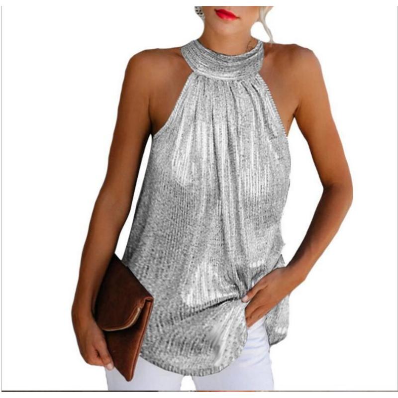 Women's Plus Size Tank Top Summer Hanging Neck Slimming Vest Solid Color Camisole