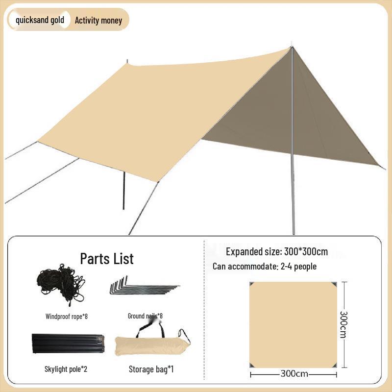 Butterfly-Shaped Black Glue Sunshade Tent - Outdoor Sun & Rain Protection for Camping and Picnics in Spring & Autumn.