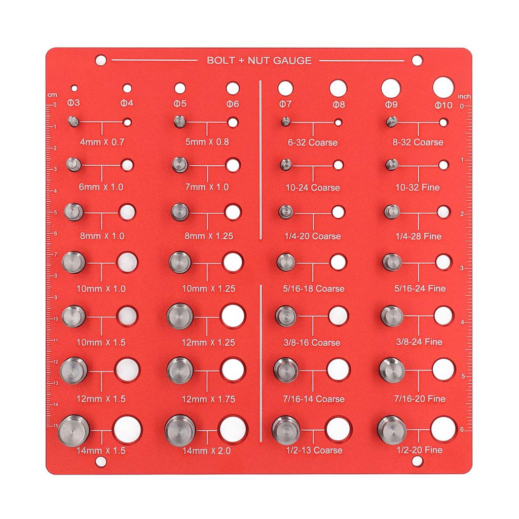 Gewindeprüfer Mutter Bolzen Identifikator 28+8 Gewinde- und Bitgrößenlehre Aluminiumlegierung Kombination