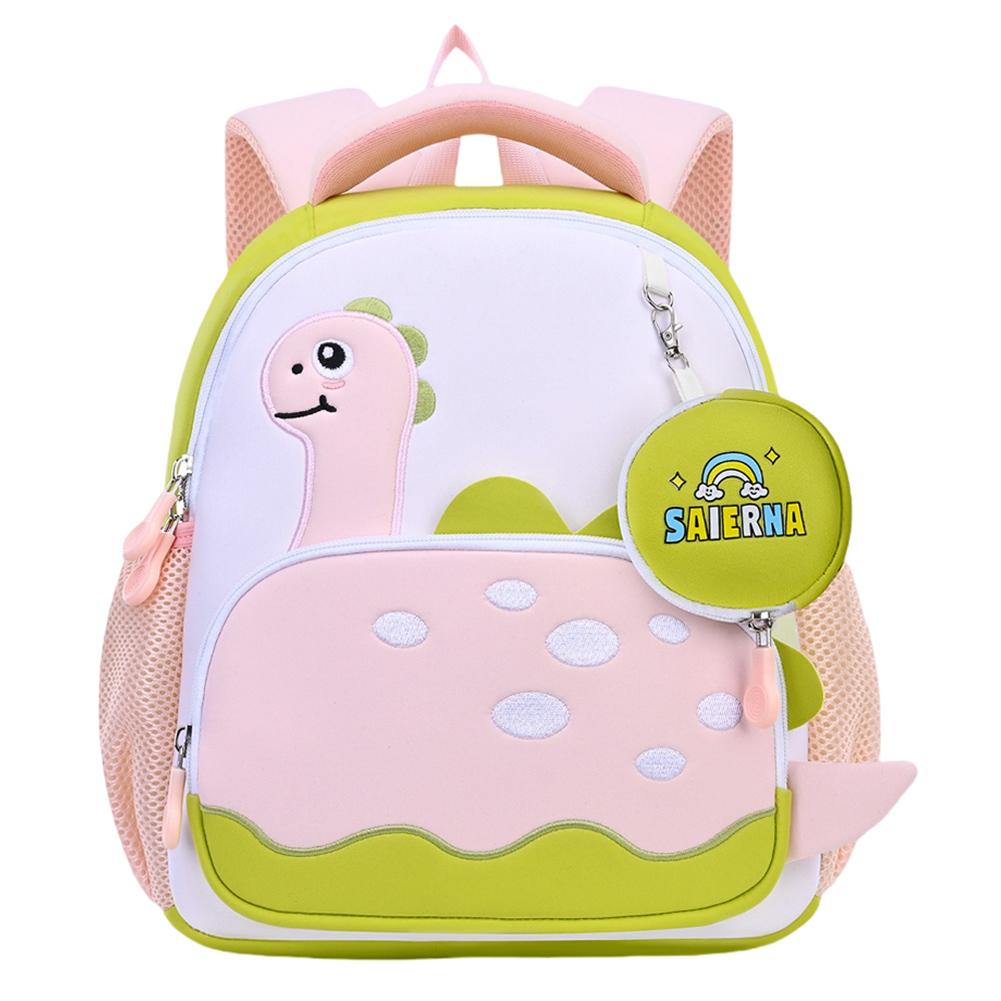 3D Dinosaur Cute Backpack Large Capacity Casual Bookbag Multi Pocket Soft Back Pad Rucksack Travel Backpack with Matching Clutch