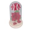 Valentine Day Artificial Flowers Glass Decor LED Light Wooden Base 2 Roses Ornaments for Girlfriend
